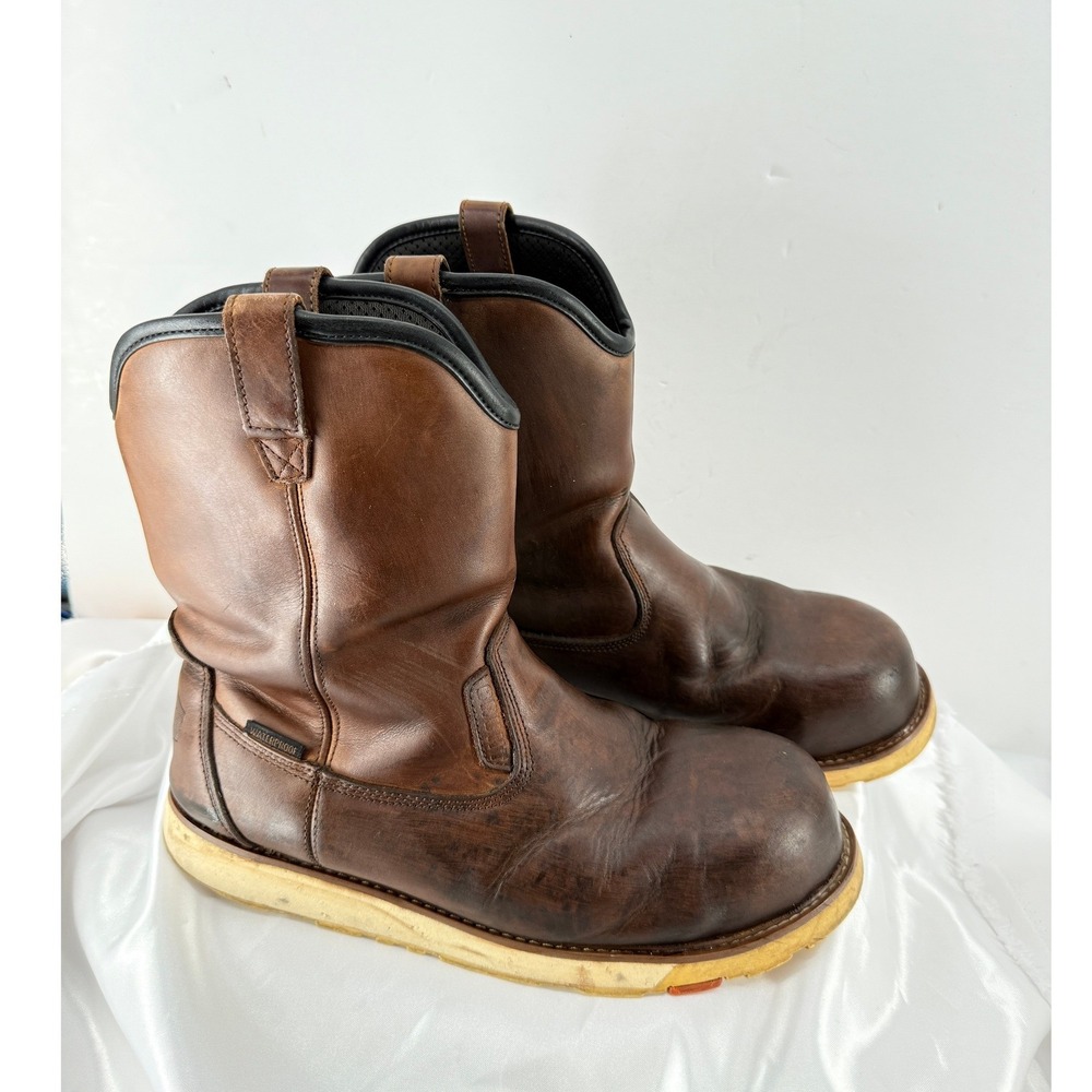 Brunt Bolduc Work Boots Mens 10 Brown Leather Composite Toe Waterproof EH Wedge